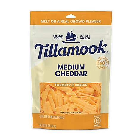 Tillamook Medium Cheddar Shredded Cheese - 8 Oz
