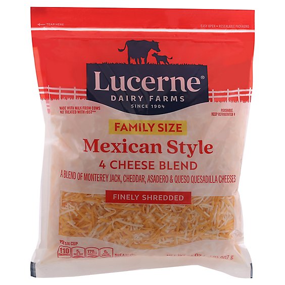Lucerne Cheese Finely Shredded Mexican Style 4 Cheese Blend - 32 Oz
