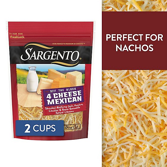 Sargento Cheese Natural Shredded Fine Cut 4 Cheese Mexican - 8 Oz
