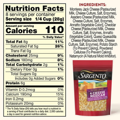 Sargento Shredded 4 Cheese Mexican Natural Cheese Fine Cut - 8 Oz - Image 5