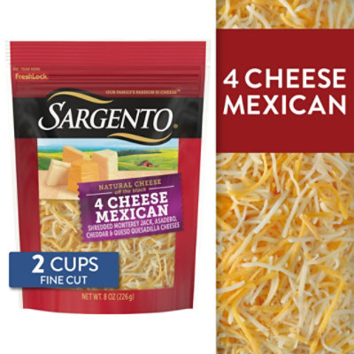  Sargento Cheese Natural Shredded Fine Cut 4 Cheese Mexican - 8 Oz 