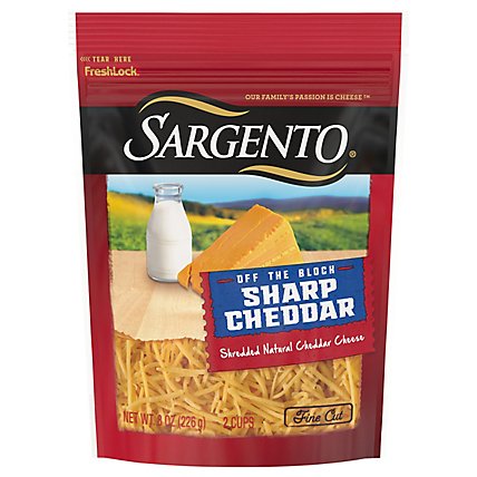 Sargento Cheese Natural Shredded Sharp Cheddar - 8 Oz - Image 1