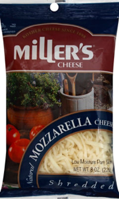 Millers Cheese Kosher Shredded Mozzarella Cheese - 8 Oz - Image 2