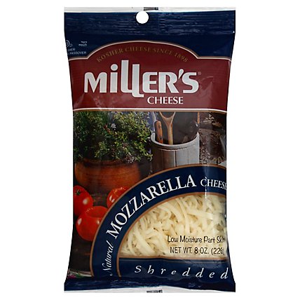 Millers Cheese Kosher Shredded Mozzarella Cheese - 8 Oz - Image 1