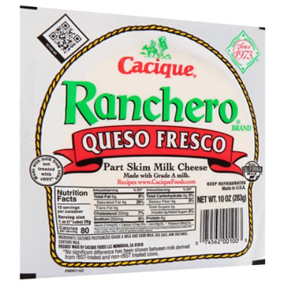 Cacique Ranchero Queso Fresco Part Skim Milk Cheese - 10 Oz - Tom