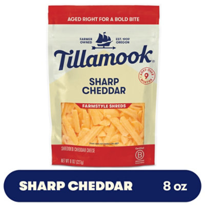 Tillamook Farmstyle Thick Cut Sharp Cheddar Shredded Cheese - 8 Oz - Image 1