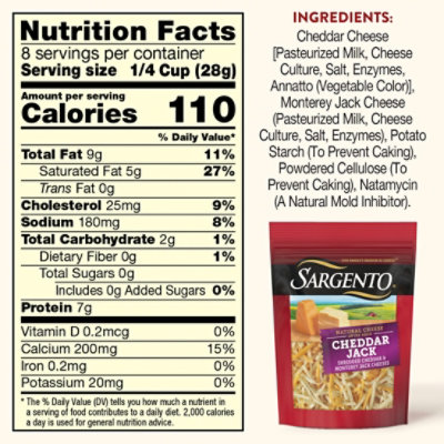 Sargento Shredded Cheddar Jack Natural Cheese - 8 Oz - Image 3
