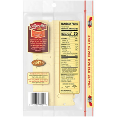 Alpine Lace Cheese Sliced 25% Reduced Fat Swiss - 8 Oz - Image 5