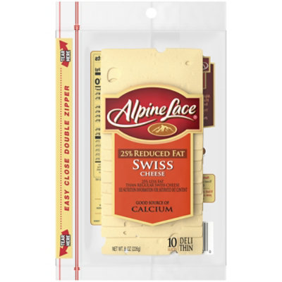 Alpine Lace Cheese Sliced 25% Reduced Fat Swiss - 8 Oz - Image 2