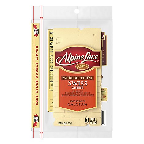Alpine Lace Cheese Sliced 25% Reduced Fat Swiss - 8 Oz