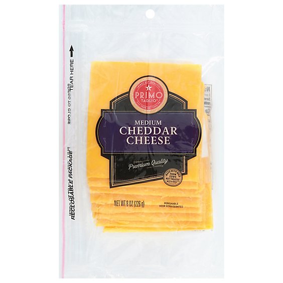 Primo Taglio Cheese Cheddar Medium Sliced - 8 Oz