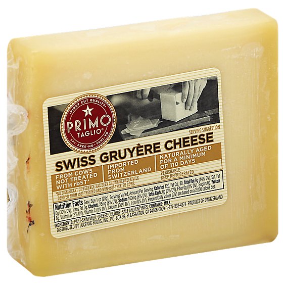 Primo Taglio Gruyere Swiss Cheese - 0.50 Lb.