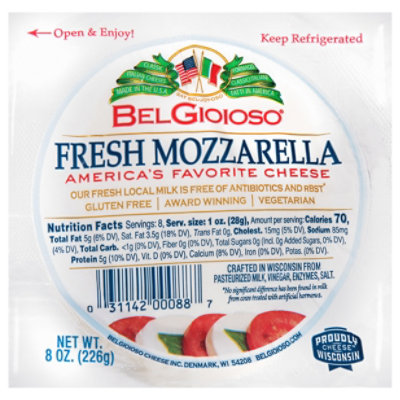 BelGioioso Fresh Mozzarella Cheese Ball Specialty Soft Cheese - 8 Oz