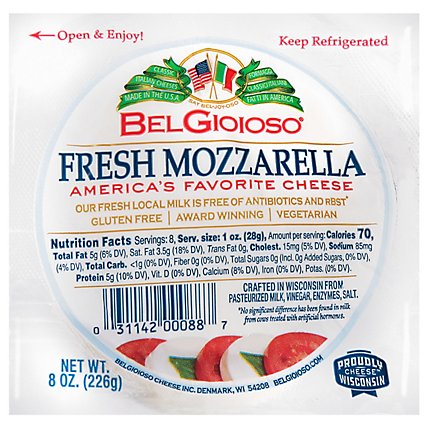 BelGioioso Fresh Mozzarella Cheese Ball Specialty Soft Cheese - 8 Oz - Image 1