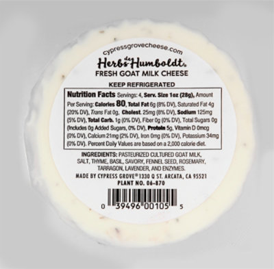 Cypress Grove Chevre Goat Cheese Herb Disk - 4 Oz - Image 6