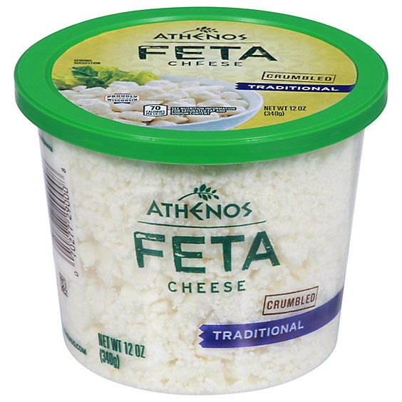 Athenos Crumbled Feta Cheese Traditional Large - 12 Oz.