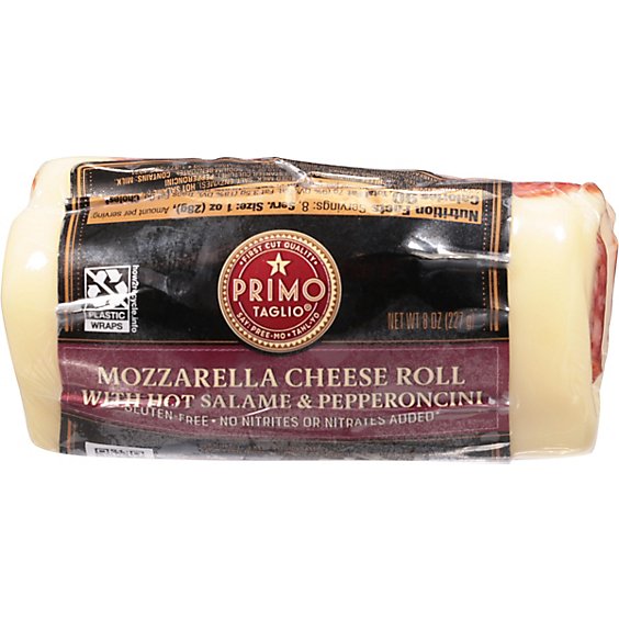 Primo Taglio Cheese Roll Mozzarella With Hot Salami Pepperoncini - 8 Oz