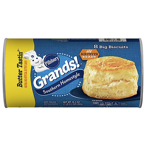 Pillsbury Grands! Biscuits Southern Homestyle Butter Tastin Butter Flavor 8 Count - 16.3 Oz