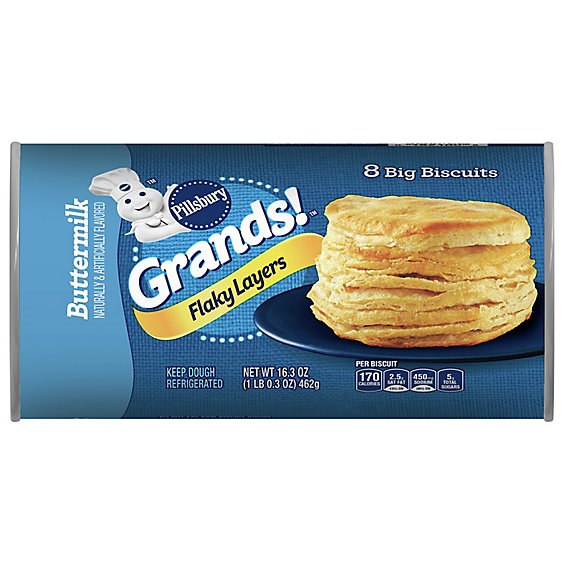 Pillsbury Grands! Biscuits Flaky Layers Buttermilk 8 Count - 16.3 Oz
