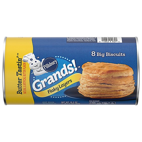 Pillsbury Grands! Biscuits Flaky Layers Butter Tasting Butter Flavor 8 Count - 16.3 Oz