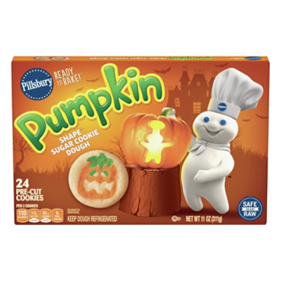 Pillsbury Ready To Bake Shape Sugar Cookies Pre Cut Pumpkin 24 Count 11 Oz Albertsons