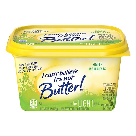 I Cant Believe Its Not Butter! Vegetable Oil Spread 30% Light - 15 Oz