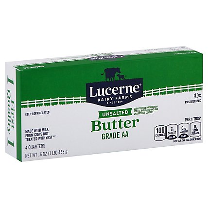 Lucerne Unsalted Sweet Cream Butter Quarters - 16 Oz - Image 2