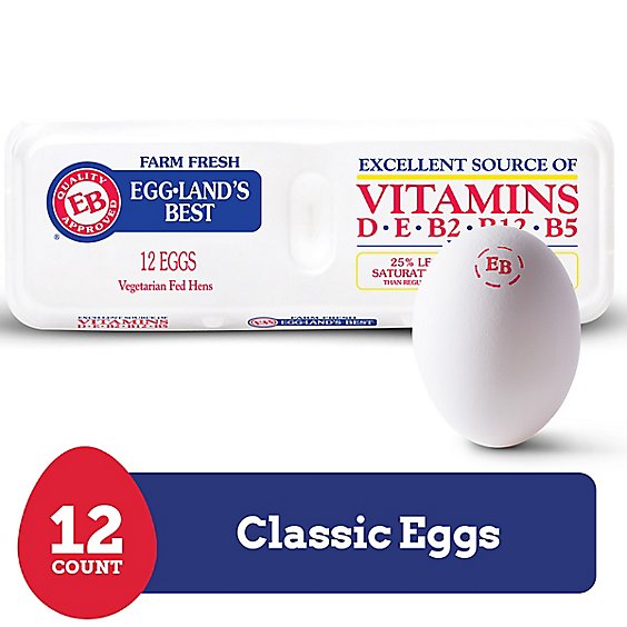 Egglands Best Large White Eggs  - 12 Count