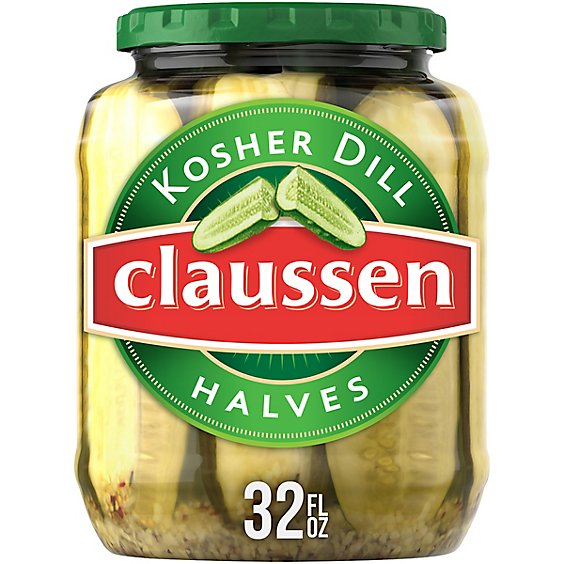 Claussen Kosher Dill Pickle Halves Jar - 32 Fl. Oz.