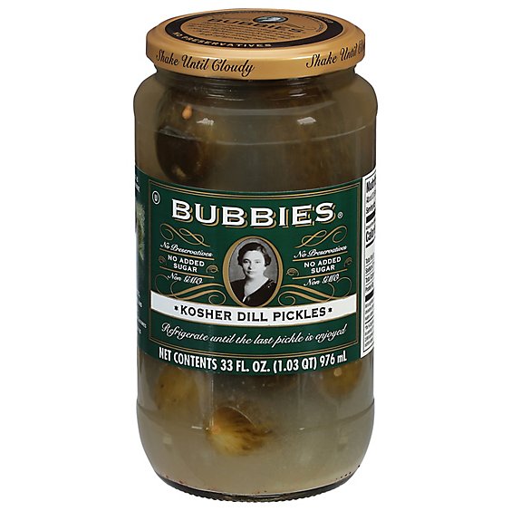 Bubbies Kosher Dill Pickles - 33 Fl. Oz.