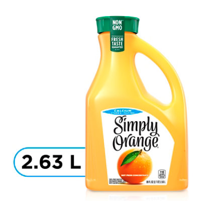 Simply Non GMO No Pulp Orange Fruit Juice, 8 fl oz, 4 Bottles