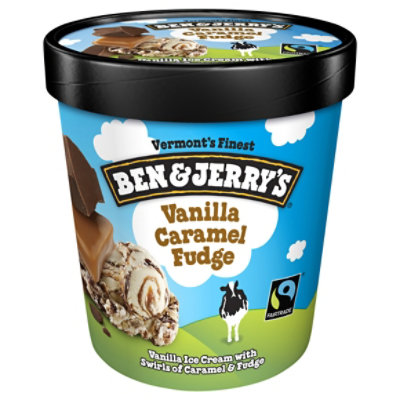 Ben & Jerrys Ice Cream Vanilla Caramel Fudge 1 Pint - 16 Oz