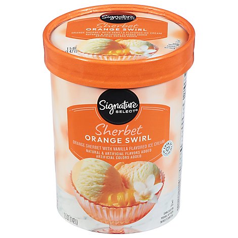 Signature SELECT Ice Cream Orange Sherbet & Vanilla - 1.75 Quart