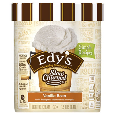 Dreyers Edys Ice Cream Slow Churned Light Vanilla Bean - 1.5 Quart