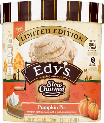 Dreyers Edys Ice Cream Slow Churned Light Pumpkin Pie Limited Edition ...