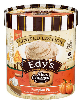 Dreyers Edys Ice Cream Slow Churned Light Pumpkin Pie Limited Edition ...