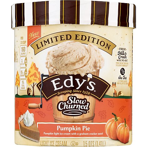 Dreyers Edys Ice Cream Slow Churned Light Pumpkin Pie Limited Edition - 1.5 Quart