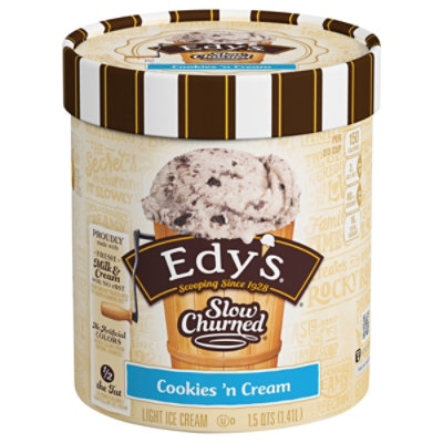 Dreyers Edys Ice Cream Slow Churned Light Cookies N Cream - 1.5 Quart - Image 3