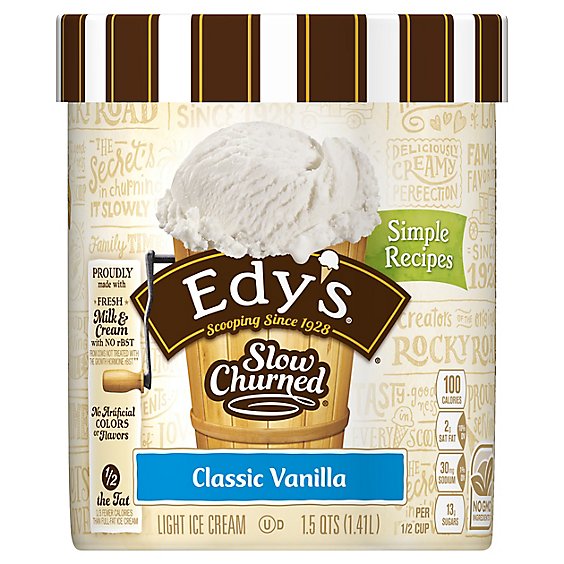 Dreyer's EDY's Slow Churned Vanilla Light Ice Cream - 1.5 Quart