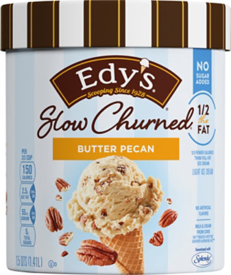Dreyers Edys Ice Cream Slow Churned Light No Sugar Added Butter Pecan - 1.5 Quart - Image 1