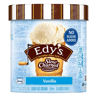 Dreyers Edys Ice Cream Slow Churned Light No Sugar Added Vanilla 1 5 Quart Jewel Osco