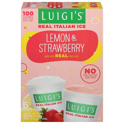 LUIGIS Real Italian Ice Fat Free Lemon And Strawberry - 6-6 Fl. Oz. - Image 2