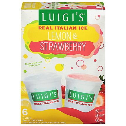 LUIGIS Real Italian Ice Fat Free Lemon And Strawberry - 6-6 Fl. Oz. - Image 2