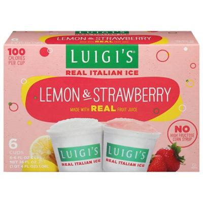 LUIGIS Real Italian Ice Fat Free Lemon And Strawberry - 6-6 Fl. Oz. - Image 1