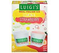 LUIGIS Real Italian Ice Fat Free Lemon And Strawberry - 6-6 Fl. Oz.