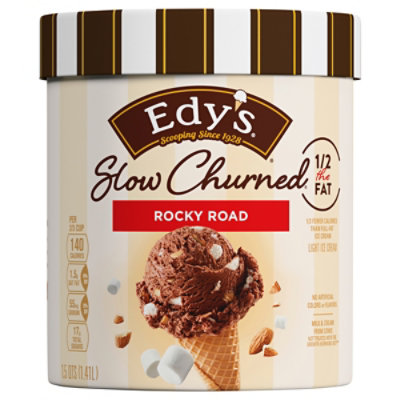 Dreyers Edys Ice Cream Slow Churned Light Rocky Road - 1.5 Quart