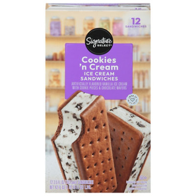 Signature SELECT Ice Cream Sandwiches Cookies N Cream - 12-3.5 Fl. Oz. - Image 3