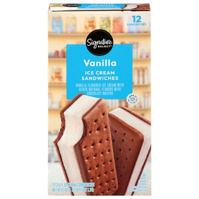 Signature SELECT Ice Cream Sandwiches Vanila Flavored - 12-3.5 Fl. Oz.