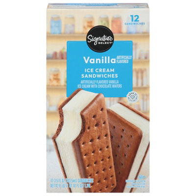 Signature SELECT Ice Cream Sandwiches Vanila Flavored - 12-3.5 Fl. Oz.
