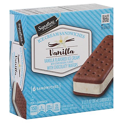 Signature SELECT Ice Cream Sandwiches Vanilla - 6-3.5 Fl. Oz. - Image 1